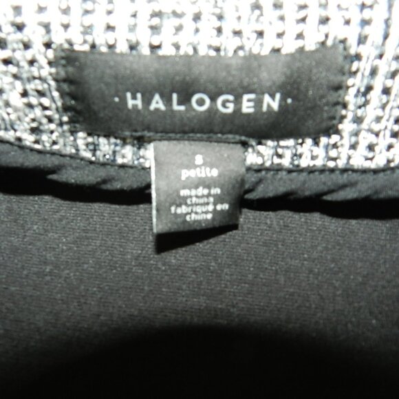 NWT HALOGEN Women's Black & White Tweed Peplum Jacket Size Small Petite - Picture 14 of 16